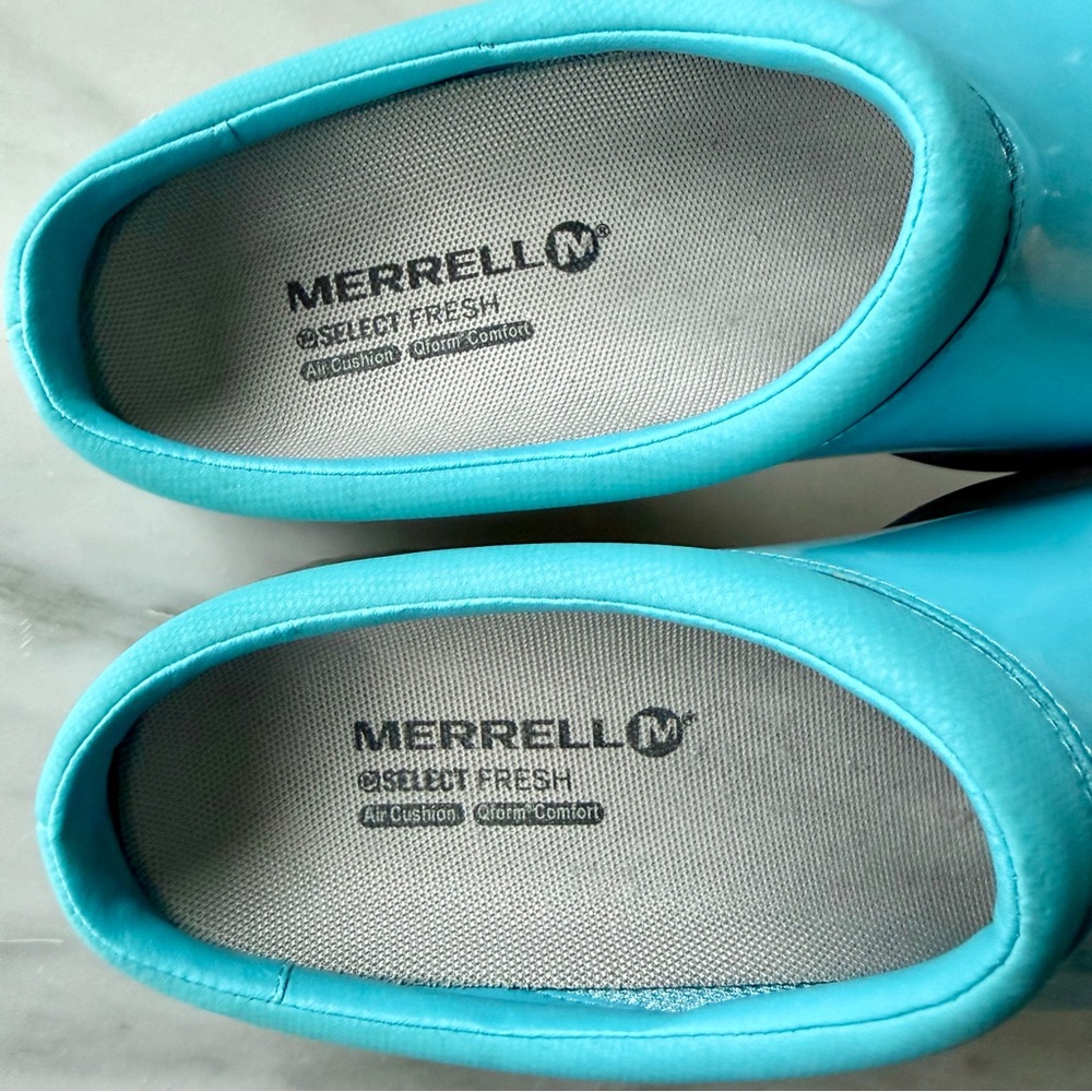 Merrell•Size 8•Women's Encore Moc•Pro Shine•Slip-Resistant•Maui Blue•Work Shoe - Picture 11 of 16